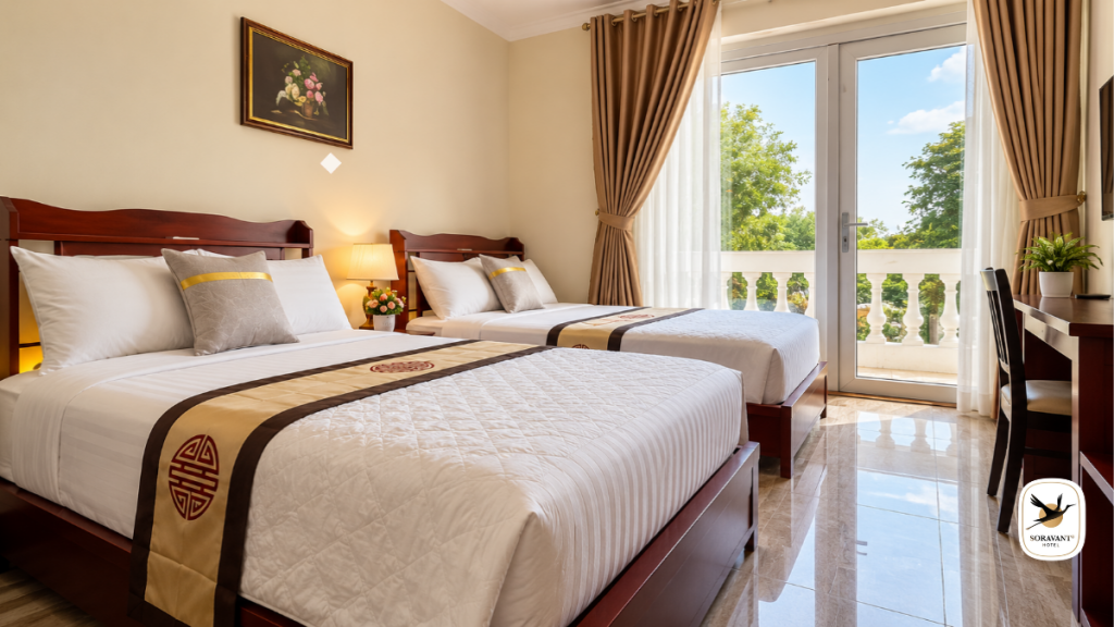 Phòng đôi tại Soravant Hotels, khách sạn gần VSIP 2A và Tân Uyên